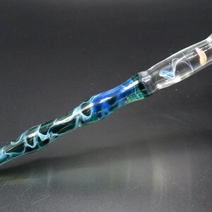 Jellyfish glass dip pen in teal green silver luster unique gifts for him glass calligraphy & drawing fountain pen sea gifts image 8