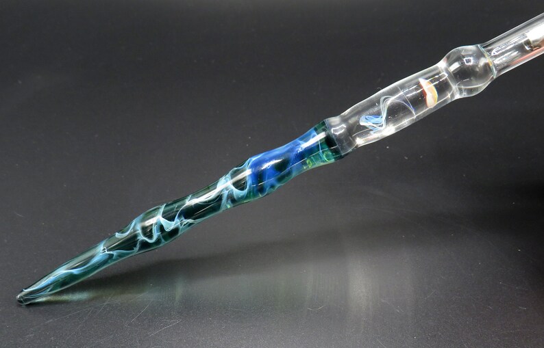 Jellyfish glass dip pen in teal green silver luster unique gifts for him glass calligraphy & drawing fountain pen sea gifts image 8