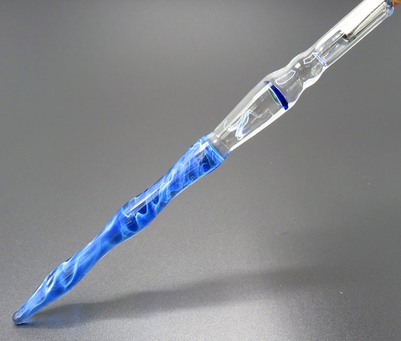 Jellyfish glass dip pen in sapphire blue silver luster unique gifts for him glass calligraphy & drawing fountain pen sea gifts image 4