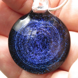 Electric blue spiral galaxy jewellery blue to purple stars space pendant necklace teachers gifts blue stars jewellery image 2