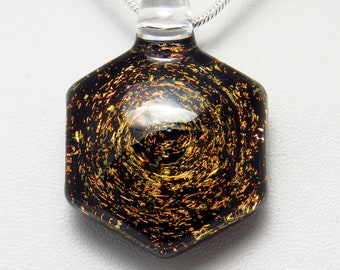 Gold galaxy space necklace pendant - spiral galaxy pendant gold star - JST space telescope astronomy gift - hexagonal pendant necklace