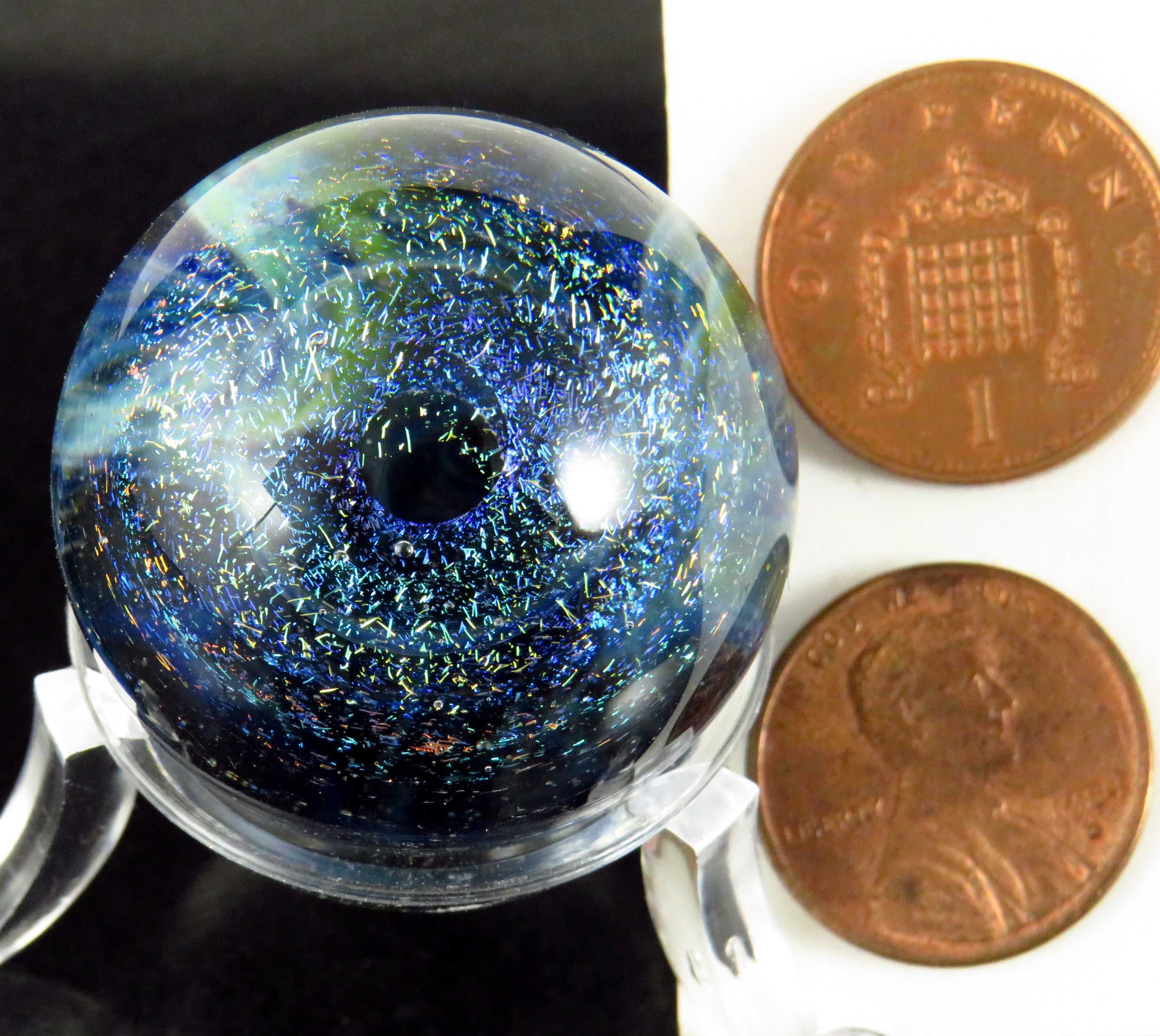 Intense purple to blue spiral galaxy marble space marble astronomy gifts collectable handmade space art