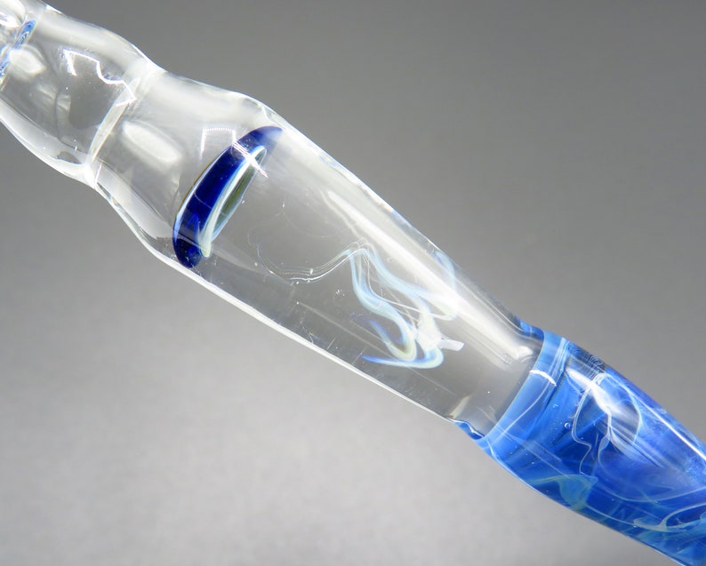 Jellyfish glass dip pen in sapphire blue silver luster unique gifts for him glass calligraphy & drawing fountain pen sea gifts image 5