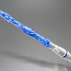 Jellyfish glass dip pen in sapphire blue silver luster unique gifts for him glass calligraphy & drawing fountain pen sea gifts image 8