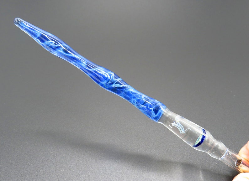 Jellyfish glass dip pen in sapphire blue silver luster unique gifts for him glass calligraphy & drawing fountain pen sea gifts image 8