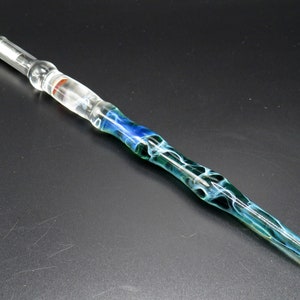 Jellyfish glass dip pen in teal green silver luster unique gifts for him glass calligraphy & drawing fountain pen sea gifts image 3