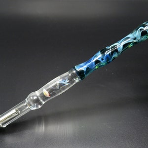 Jellyfish glass dip pen in teal green silver luster unique gifts for him glass calligraphy & drawing fountain pen sea gifts image 5