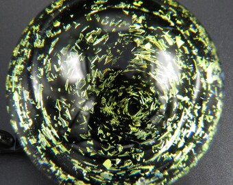 Vortex marble with gold dichroic spiral - collectable handmade glass marble - space art astronomy gift - handmade optical illusion marble