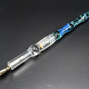 Jellyfish glass dip pen in teal green silver luster unique gifts for him glass calligraphy & drawing fountain pen sea gifts image 4