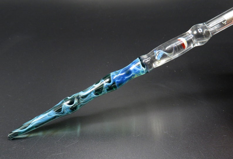 Jellyfish glass dip pen in teal green silver luster unique gifts for him glass calligraphy & drawing fountain pen sea gifts image 7