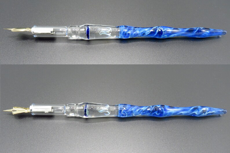 Jellyfish glass dip pen in sapphire blue silver luster unique gifts for him glass calligraphy & drawing fountain pen sea gifts image 7