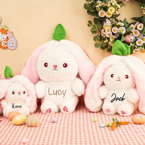Easter Bunny,Reversible Carrot Bunny Stuffed Animal,Strawberry Rabbit Plush,Cute Bunny Doll,Custom Easter Bunny Rabbit,Soft Stuffed Animal