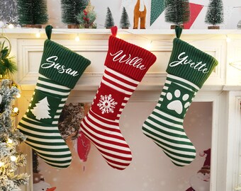 Custom Embroidered Christmas Stocking: Personalized Paw Print, Family Stocking