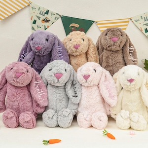 Embroidered Bunny Rabbit,Monogrammed Bunny,Personalized Plush Bunny Rabbit,Newborn Baby Gifts,Gift For Kids Boys Girls,Easter Bunny Rabbit