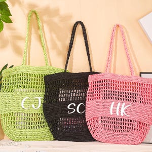Custom Handle Beach Bag,Beach Straw Bag,Girls Travel Tote Bag,Embroidery Beach Bag,Raffia Beach Tote Bag,,Personalized Beach Tote Bag