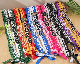 Personalized Graduation Lei 2026: Braided Satin Ribbon, Custom Name