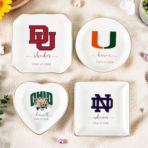 Bandeja personalizada para anillos de graduación universitaria - Bandeja para pequeños objetos universitarios personalizada, regalo de graduación 2026