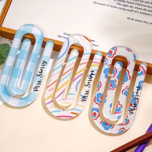 Personalized Jumbo Paper Clip,Teacher Paper Clip,Cute Acrylic Teacher Appreciation Gift,Bookmark,Custom Teacher Gift,Back to School Gift