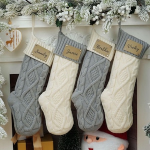 2024 Christmas Stockings With Name,Family Stockings,Engraved Knitted Christmas Stockings,Christmas Gifts,Christmas decor,Monogram Stockings
