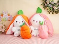 Reversible Strawberry Carrot Plush Bunny, Soft Stuffed Animal