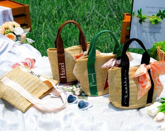 Personalisierte Stroh Einkaufstasche, personalisierte Brautjungfer Geschenk