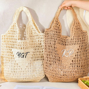 Bridal Shower Bag,Bachelorette Party Gift Bag,Personalized Beach Tote Bag,Beach Straw Bag,Custom initials Bag,Raffia Trip Beach Bag For Her
