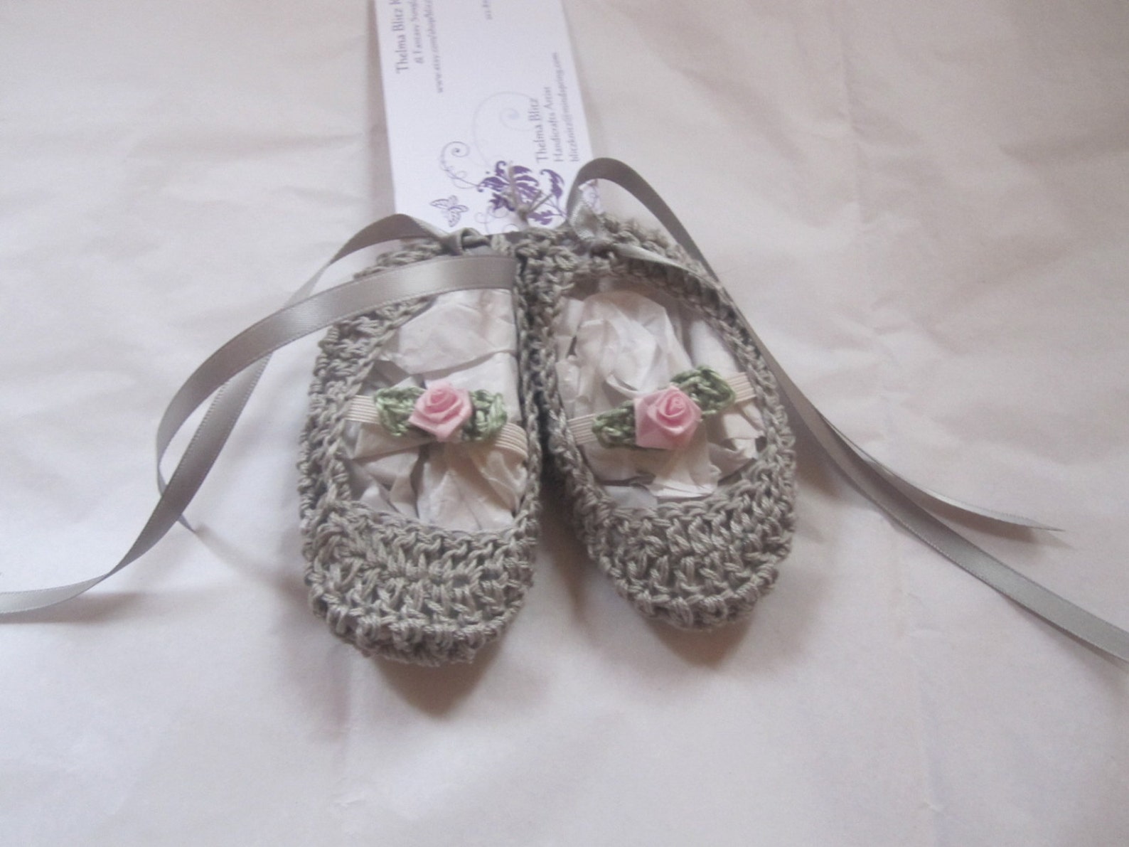 pink cotton crochet baby girl ballet slipper booties rose trim ribbons 0 -6 months pink cotton crochet baby girl ballet slipper booties rose trim ribbons 0 -6 months