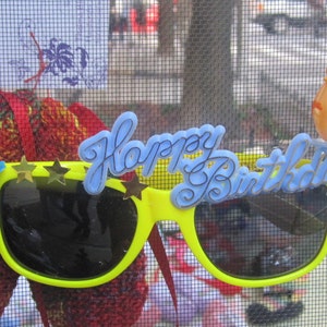 Happy Birthday  Celebration Clown Decorated Yellow UV Embellished   Sunglasses