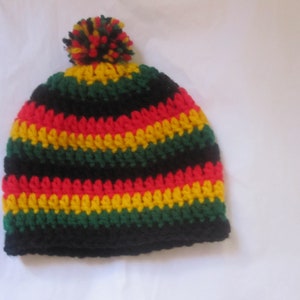 Rasta Baby Beanie Newborn Cap Hat 0-3 mo Unisex Shower Gift  Crochet PomPom Reggae Jamaica Bob Marley Ethiopia Red Gold Green Black