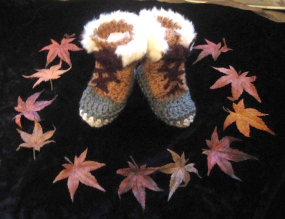 Brown Crochet Baby Boots Booties 