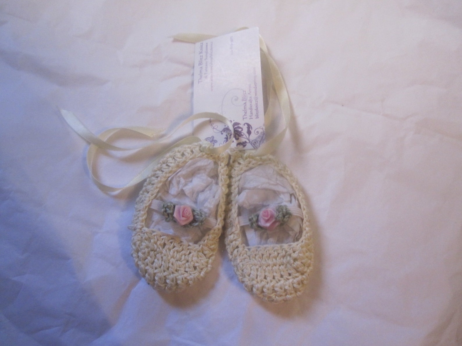 pink cotton crochet baby girl ballet slipper booties rose trim ribbons 0 -6 months pink cotton crochet baby girl ballet slipper booties rose trim ribbons 0 -6 months