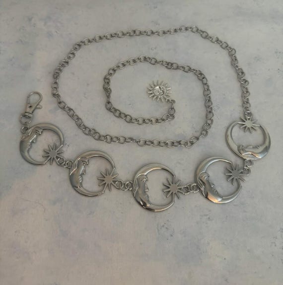 Crescent Moon Chain Belt: Metal Waist Belt - Etsy