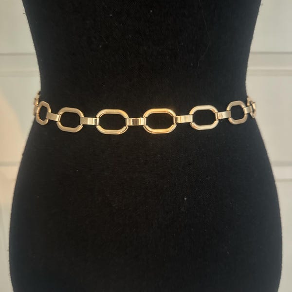 Oval shape  metal belt in gold or silver customized for regular and plus sizes
