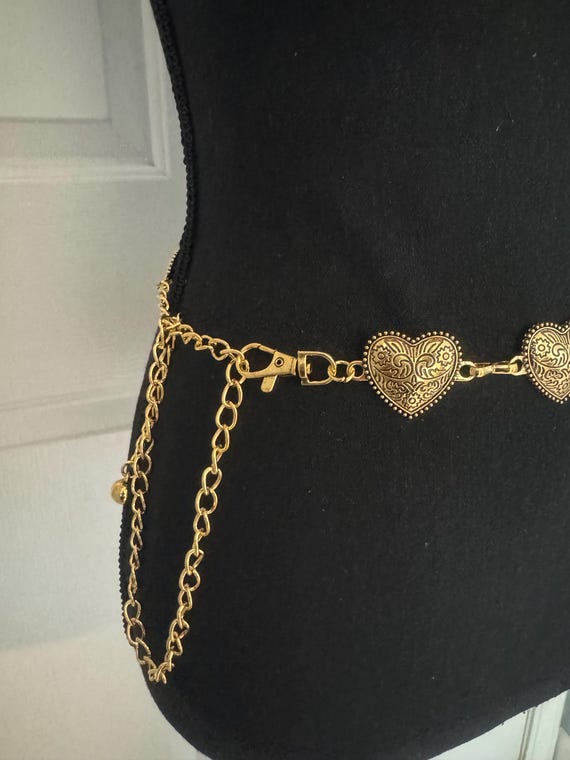 Heart Western Belt: Gold or Silver Metal Chain - Plus Sizes 