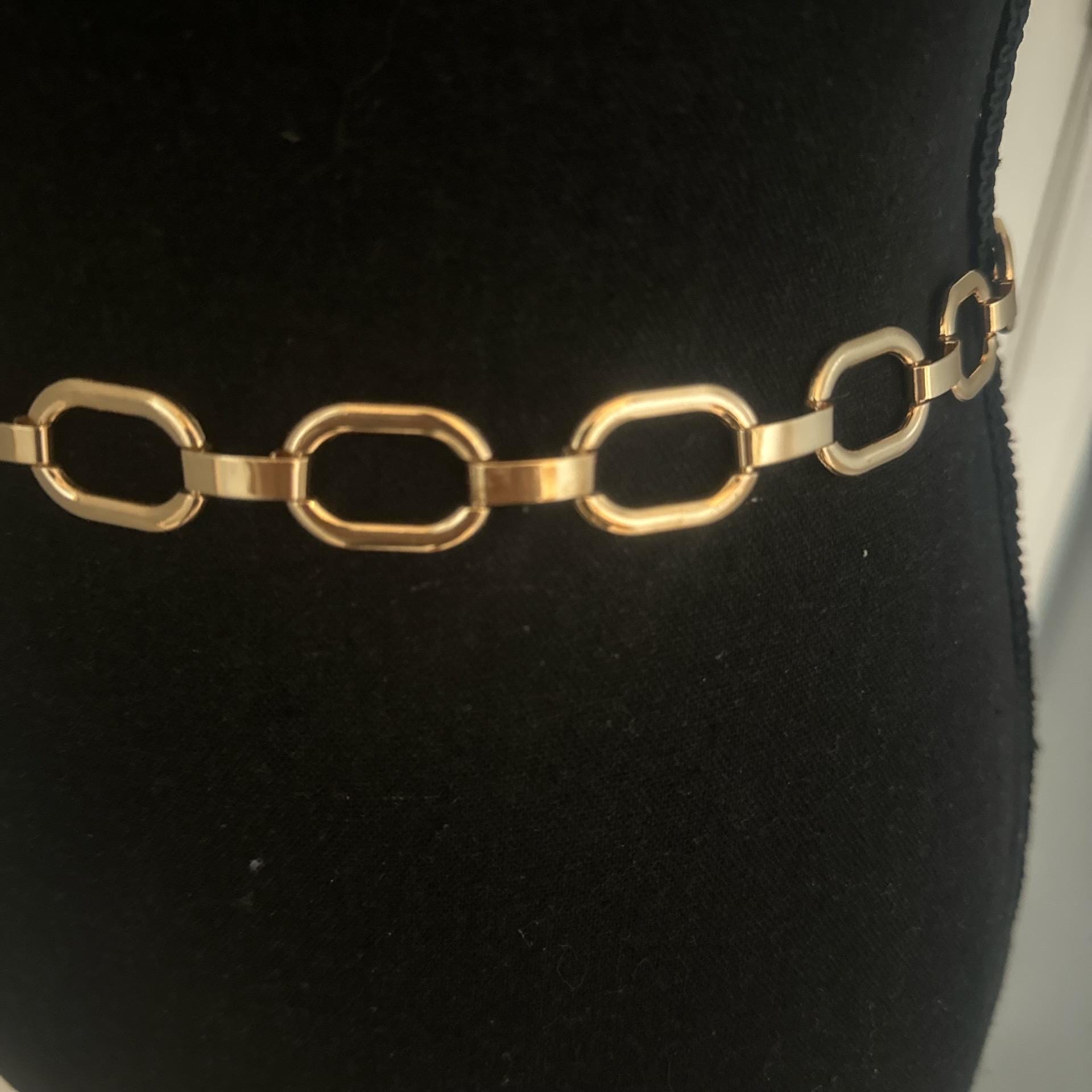 Vintage Gold Metal Belt Silver Scaly Metal Oval Vintage 70s Metal Belt With Inlay Shell Buckle Mother of  main image 2