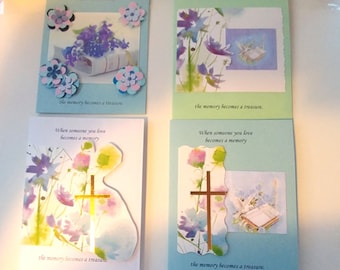 SALE!!!  33% discount -- Handmade Sympathy Cards- Set of 4 Memorial Cards -Free Shipping in US
