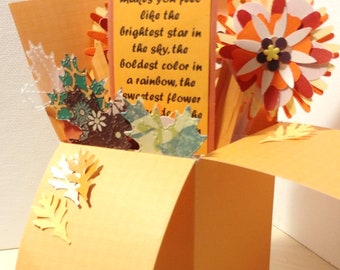 Any Occasion Handmade Keep Sake  in pop up exploding box card- Fall, Thanksgiving, or Autumn 3 variations Free ship USA