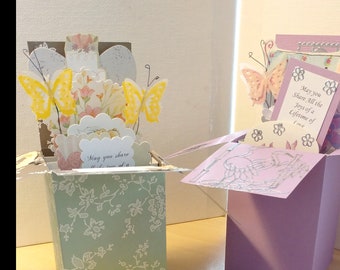 Wedding or Shower Greeting Handmade Exploding Box-3 variations- Free Shipping in US