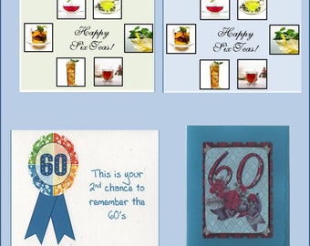 Handmade 60th Birthday Cards -- Milestone Card -  Free Shipping in USA