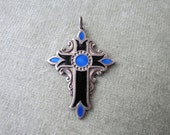 Sterling Silver and Inlaid Enamel Cross pendant