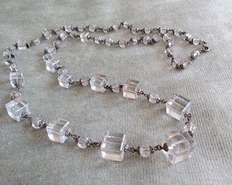36" Crystal Cubes Flapper Necklace