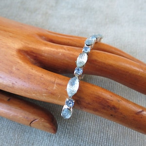 Two Tone Blue Vintage Rhinestone Bracelet / Prong Set Stones