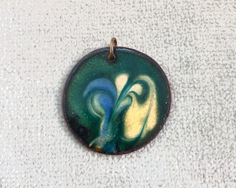 Mid Century Modern Enamel Over Copper Pendant