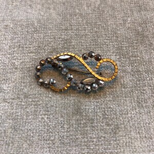 Victorian Cut Steel and Gold Washed Brooch
