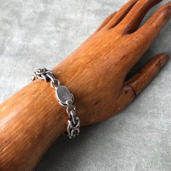 Vintage Unisex Mexicn Silver Chain Link Bracelet … - image 2