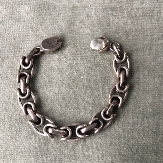 Vintage Unisex Mexicn Silver Chain Link Bracelet … - image 3