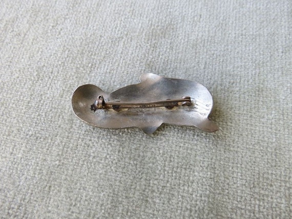 Mid Century Modernist Dolphin Brooch / Sterling S… - image 2