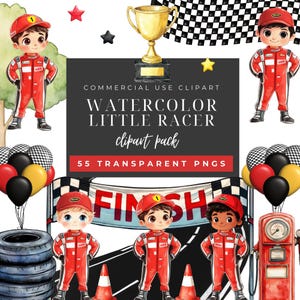 Racing clipart, raceauto clipart, vintage racen, aquarel auto's, rode raceauto, aquarel raceauto, raceauto verjaardag, Instant Download