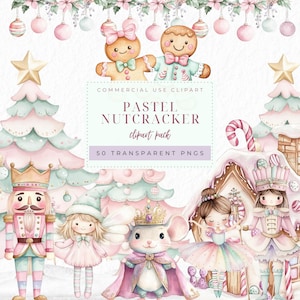 Pastell Nötknäppare Clipart: Akvarell Julbalett PNG (Direkt Nedladdning)