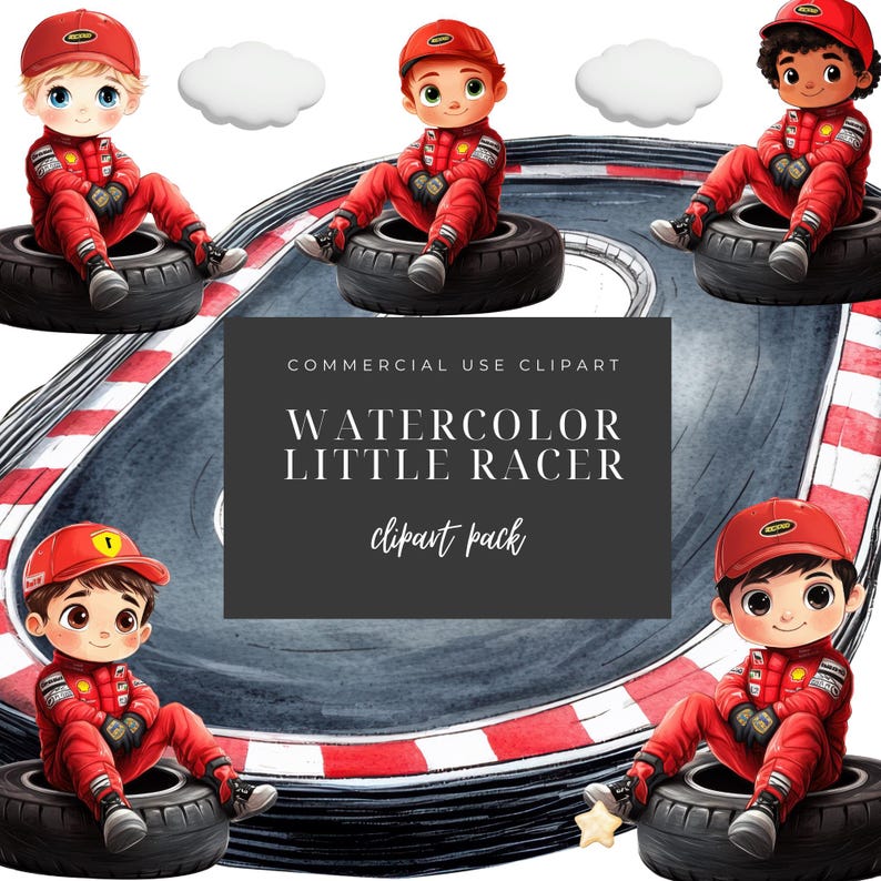 Racing Clipart, Race Car Clipart, Vintage Racing, Watercolor Cars, Red ...